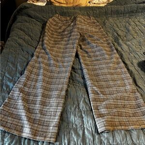 LOFT Women's Gray Checkered Trousers